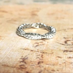 Stamped 925 white sapphire pods geometric ring